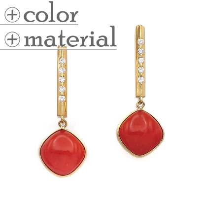 バーデザインスクエア珊瑚ピアス