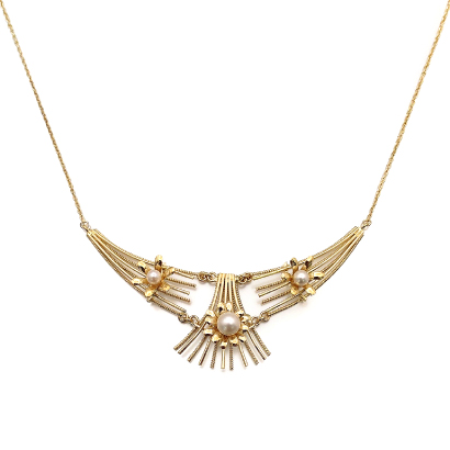 ラインデザインのパールネックレス